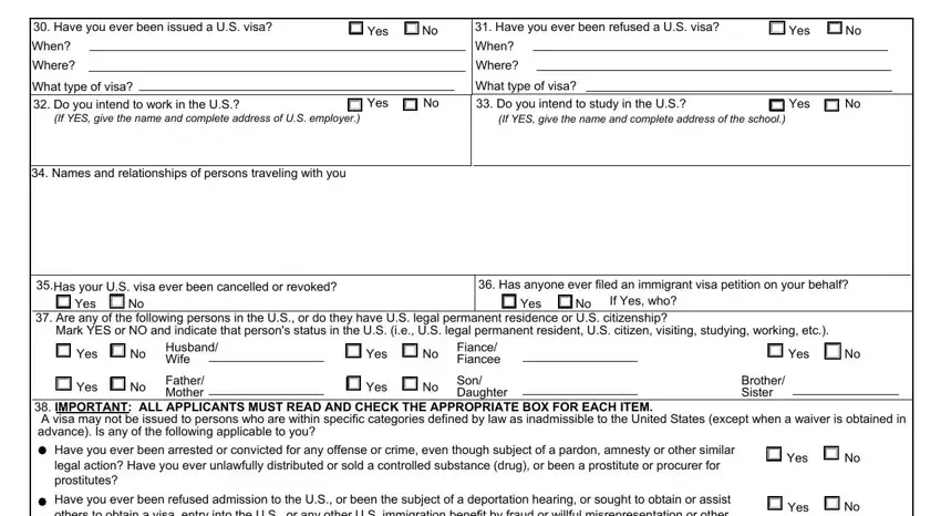 Where, Yes, and When inside ds 160 form sample