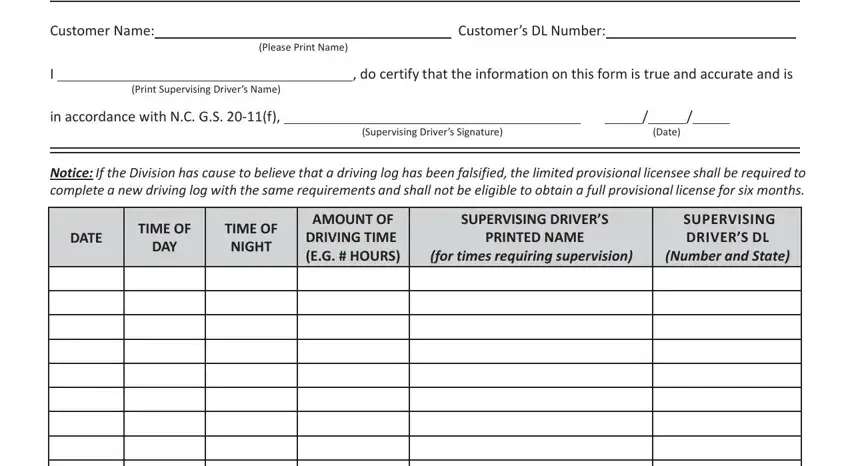 How to complete nc dmv driving 12hr log sheet stage 1