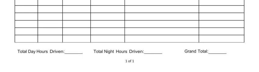 Total Night Hours Driven, Grand Total, and Total Day Hours Driven in nc dmv driving 12hr log sheet