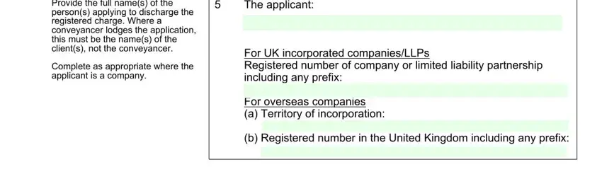 Provide the full names of the, The applicant For UK incorporated, and The applicant For UK incorporated inside Conveyancer