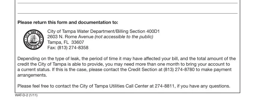 Depending on the type of leak the, City of Tampa Water, and Please return this form and inside Additionally