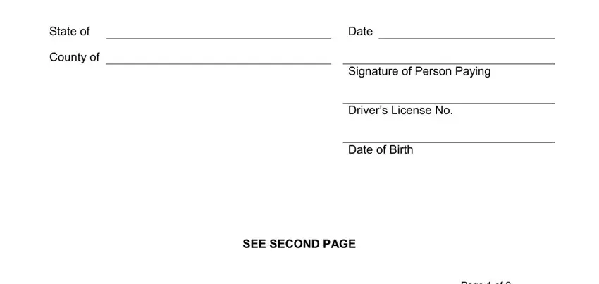 Drivers License No, Page  of, and State of in sc dmv fr 230