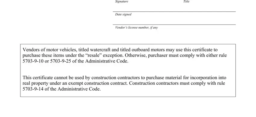 Part no. 2 in filling out ohio blanket tax exemption form