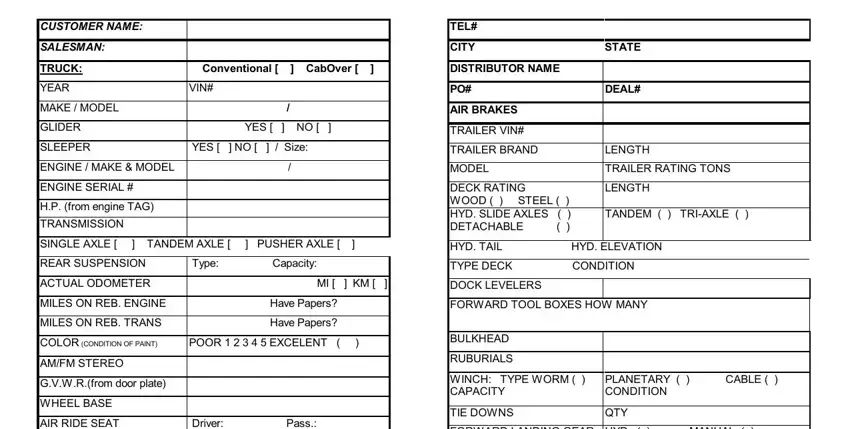 Part no. 1 in filling out trailer appraisal forms