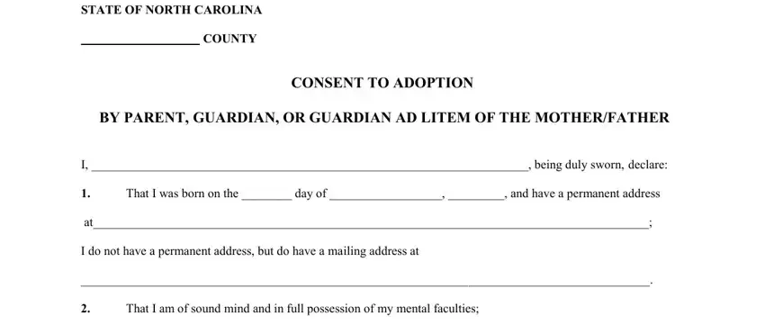 Completing section 1 of consent adoption