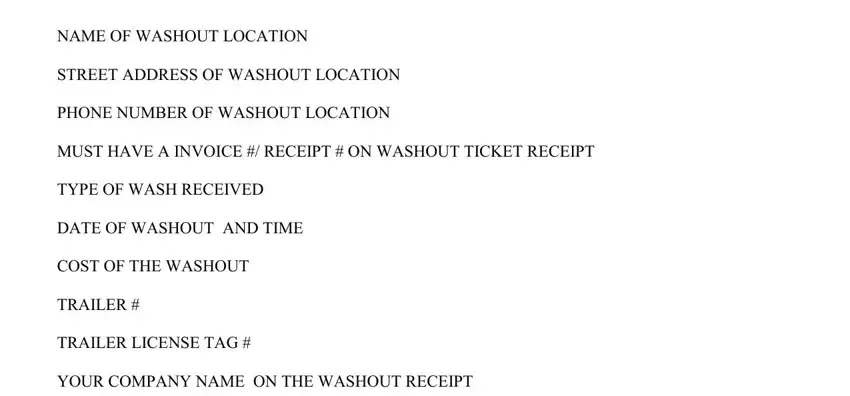 Part # 1 for submitting washout receipt