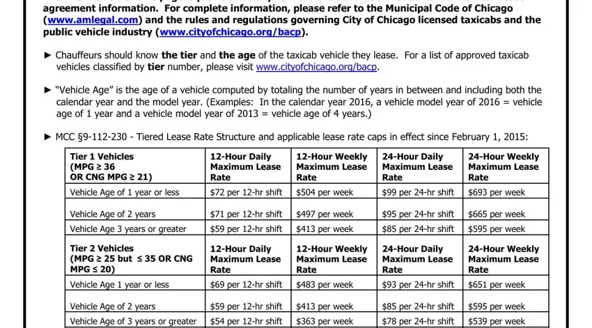 vehicles classified by tier number, per week, and CITY OF CHICAGO UNIFORM TAXICAB of minicab car hire agreement template