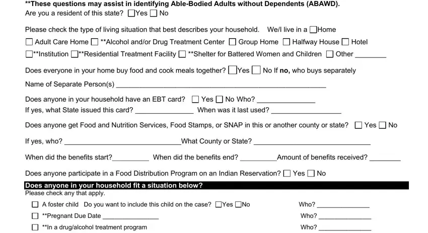 Part no. 4 of filling out north carolina application food form