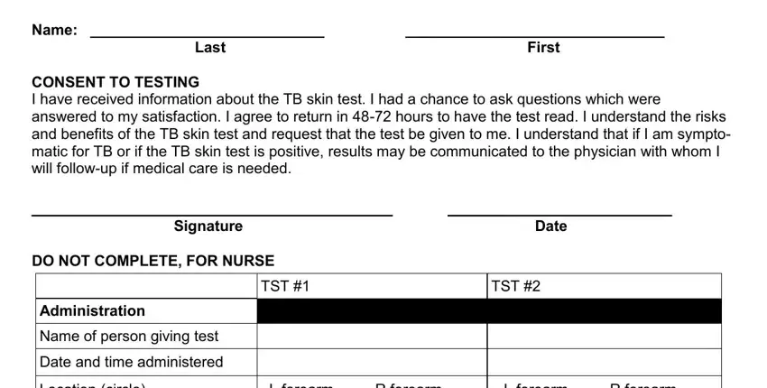 Filling out segment 4 of tb screening questionnaire