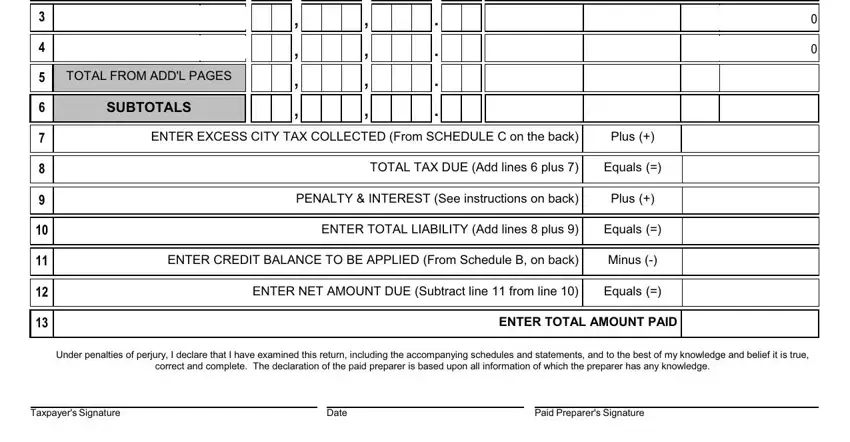 Plus, ENTER TOTAL AMOUNT PAID, and TOTAL FROM ADDL PAGES of az chandler tax