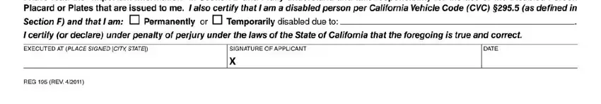 this field, next field, and other fields in dmv form reg 195