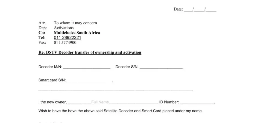 Filling out part 3 in multichoice change of ownership form