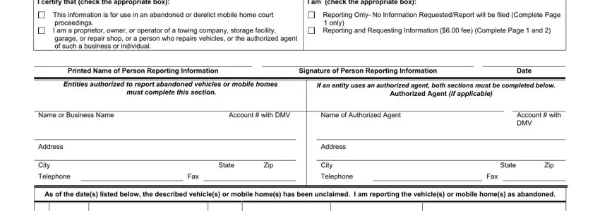 Part # 1 in submitting south carolina abandoned vehicle form