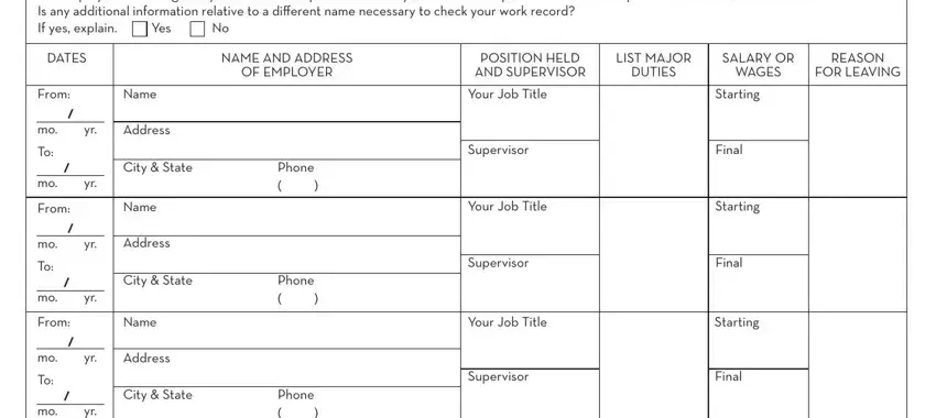 Filling in section 4 in dunkin donuts jobs application online