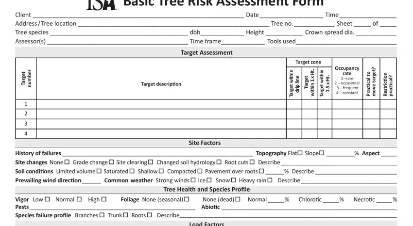 Filling in section 1 in tree risk assessment pdf