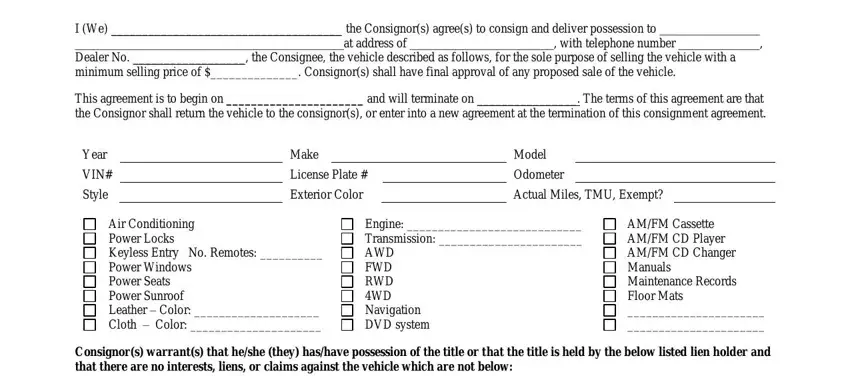 Vehicle Consignment Agreement Form ≡ Fill Out PDF Forms