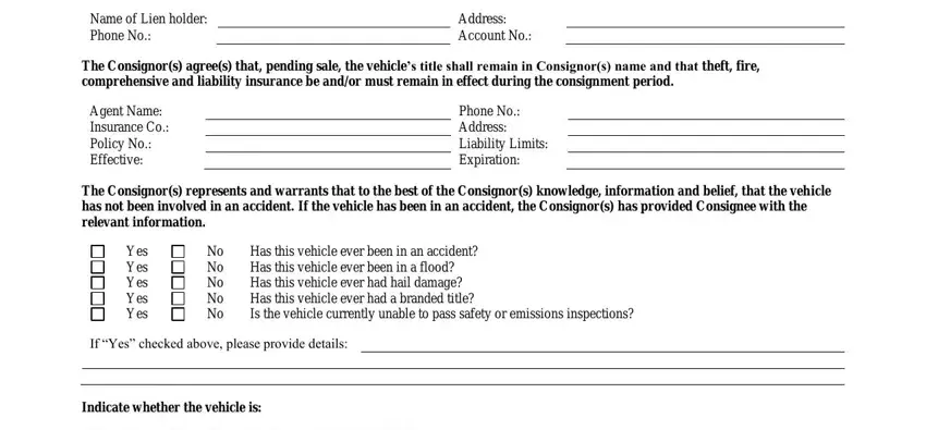 Entering details in vehicle consignment log in stage 2