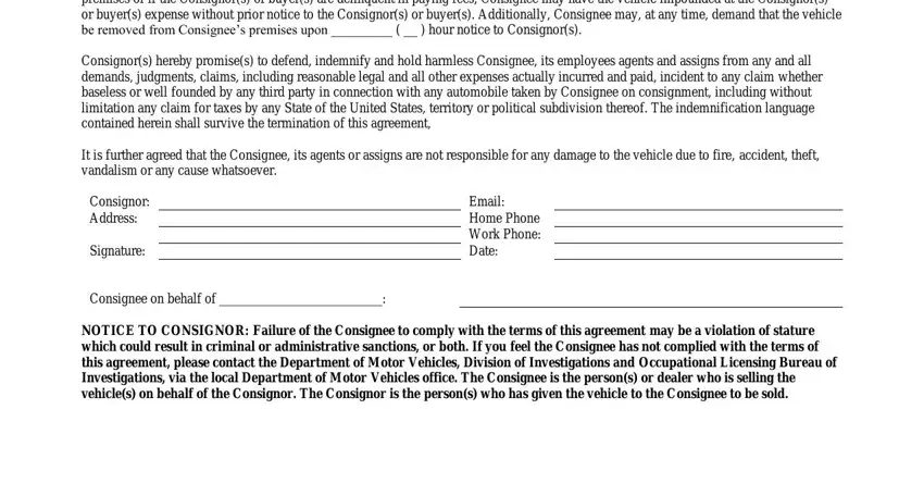 part 5 to finishing vehicle consignment log in