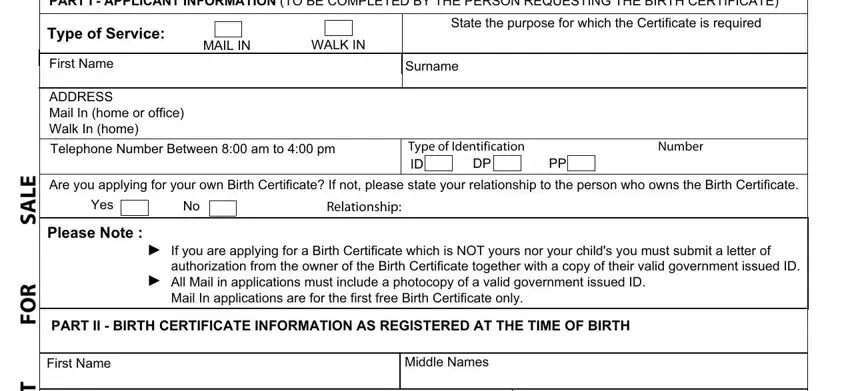 Writing segment 1 in birth certificate trinidad