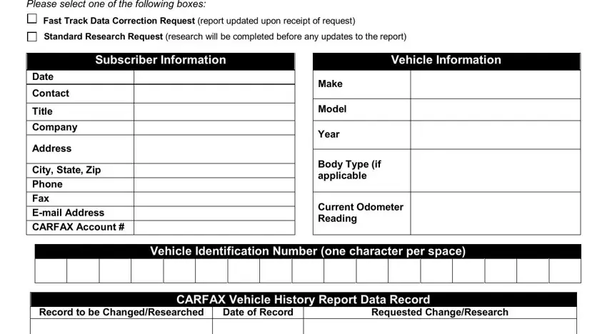 Writing part 1 in carfax report correction