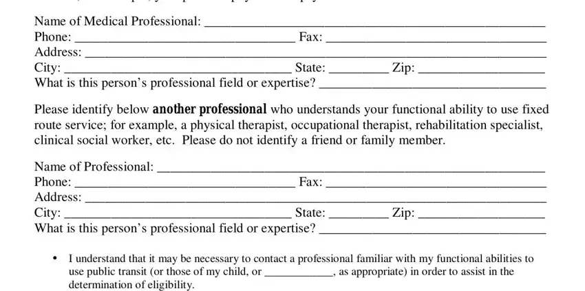 Filling in section 2 in ada ride application form