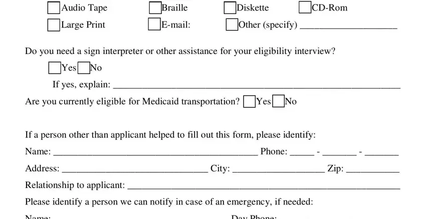 cid Large Print, Do you need a sign interpreter or, and cid Audio Tape inside ada ride application form