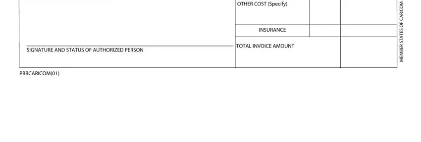 IT IS HEREBY CERTIFIED THAT THIS, INSURANCE, and TOTAL INVOICE AMOUNT inside where caricom invoices