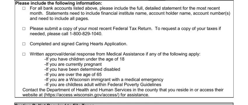 Contact the Department of Health, Section B Not Required to File, and needed please call of thedacare caring