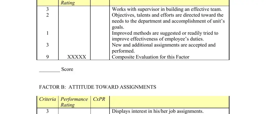 CxPR, Rating, and Works with supervisor in building in driver evaluation form