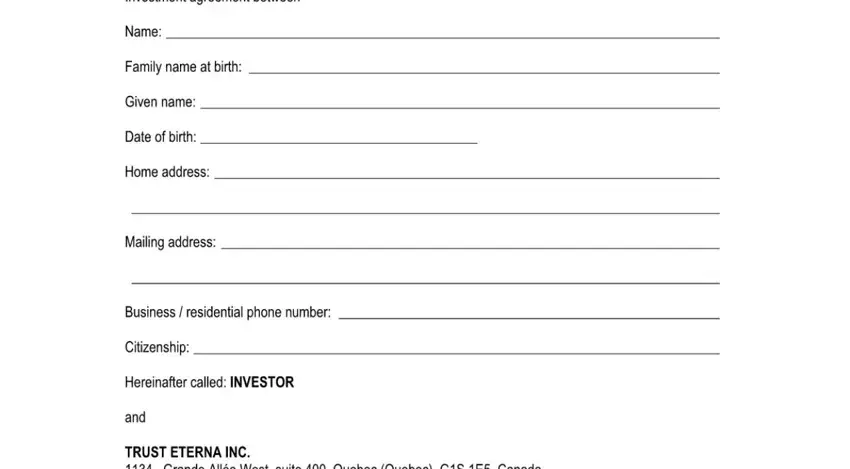 Guidelines on how to fill out investment forms portion 1