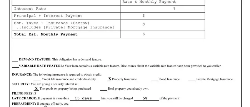 Principal  Interest Payment, Credit life insurance and credit, and Private Mortgage Insurance in truth