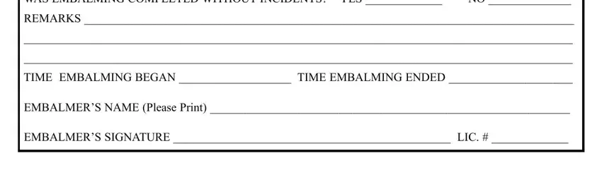 Part no. 3 for completing embalming case form