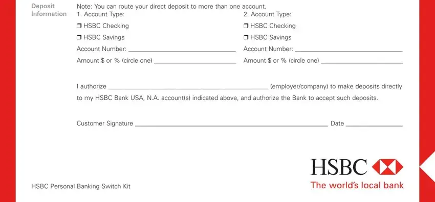 Account Type, HSBC Savings, and HSBC Checking inside hsbc void check