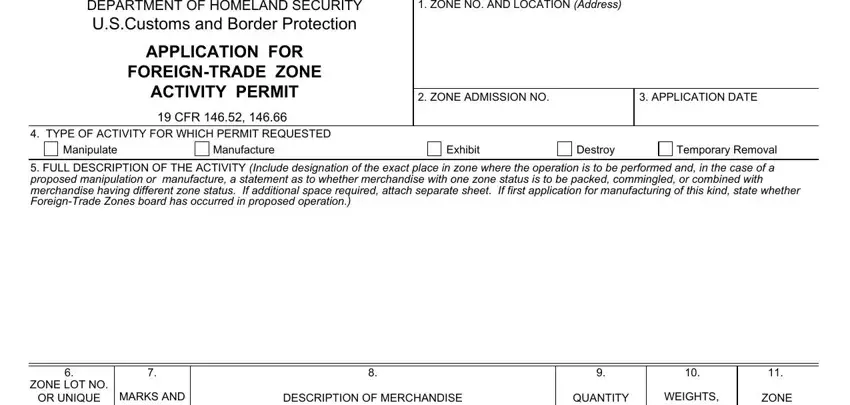 Stage number 1 for submitting fillable customs form 216