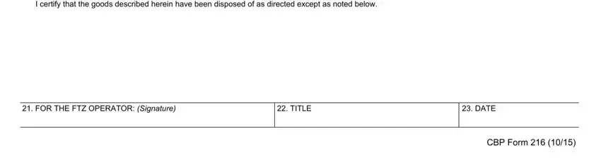 Completing part 3 of fillable customs form 216