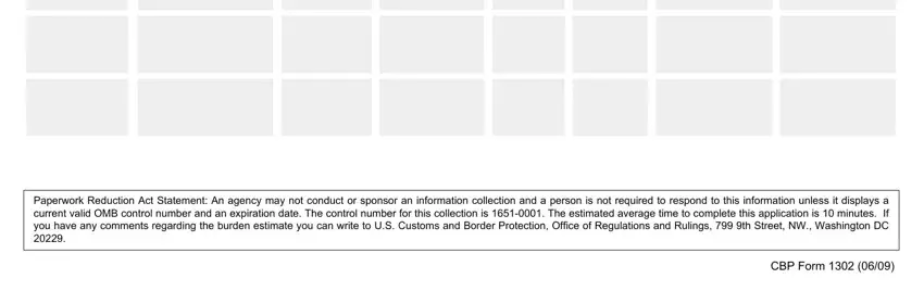 CBP Form, Paperwork Reduction Act Statement, and CBP Form in CFR