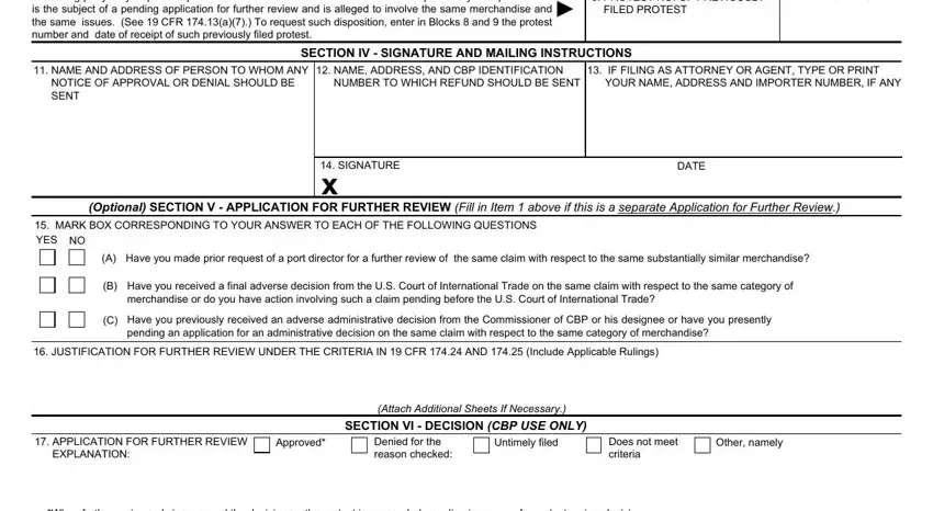 Stage no. 2 of filling in Cbp Form 19