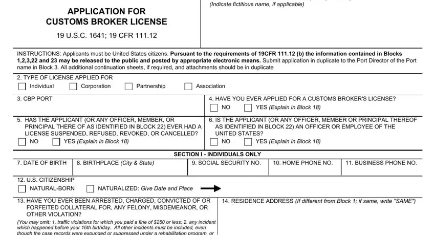 Stage # 1 of submitting uscbp form 3124