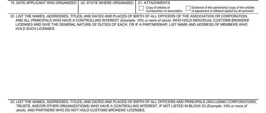 Step no. 3 in filling in uscbp form 3124