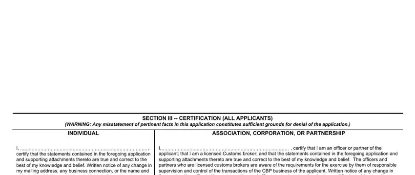 Stage no. 4 for filling in uscbp form 3124