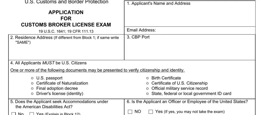 Cbp Form 3124E completion process shown (part 1)