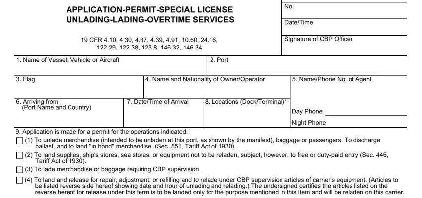 Writing part 1 of Cbp Form 3171