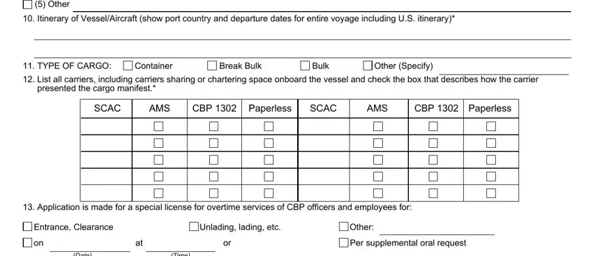 Writing section 2 in Cbp Form 3171