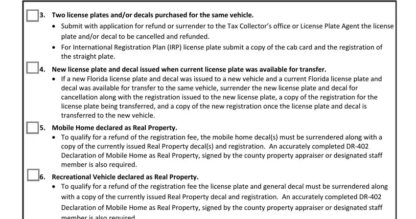 Part no. 3 in filling in florida license plate refund form