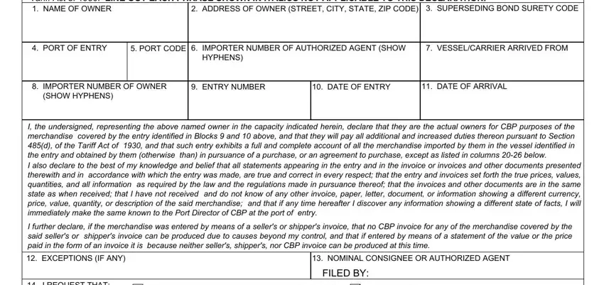 The way to fill in Cbp Form 3347 portion 1