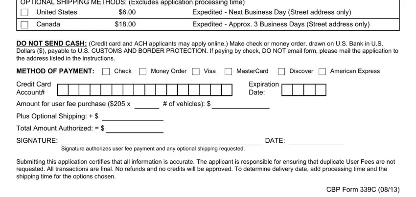 Part # 2 of submitting Cbp Form 339C