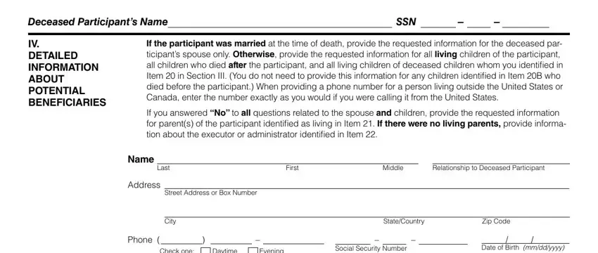 Writing part 4 of government form tsp 17