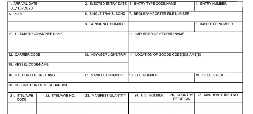 The way to fill in Cbp Form 3461 stage 1