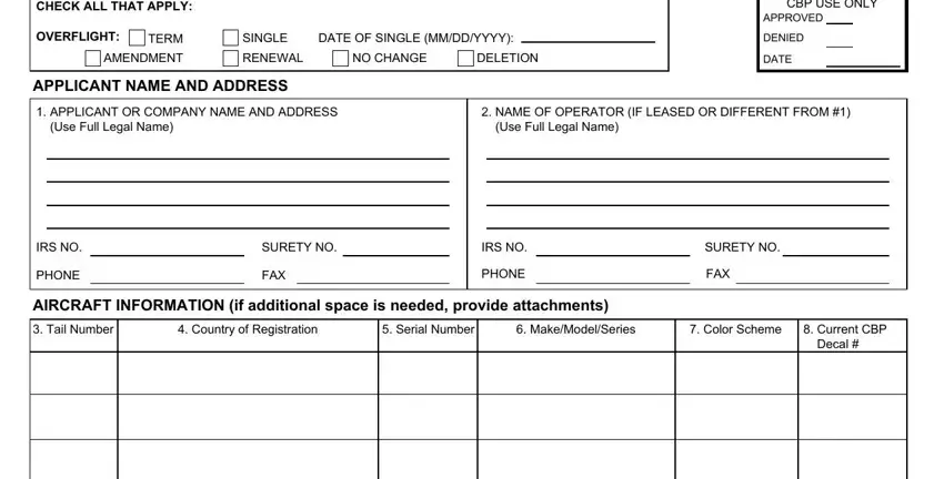 Filling in part 1 of form 442