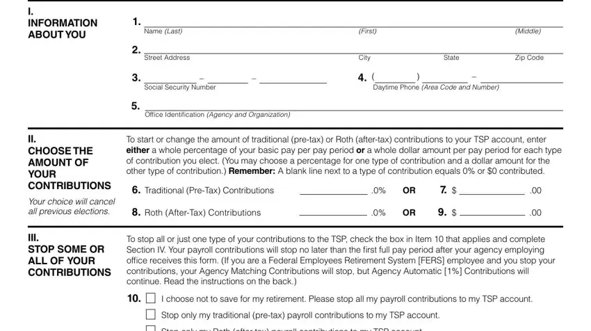 Step # 1 for filling out Tsp 1 Form